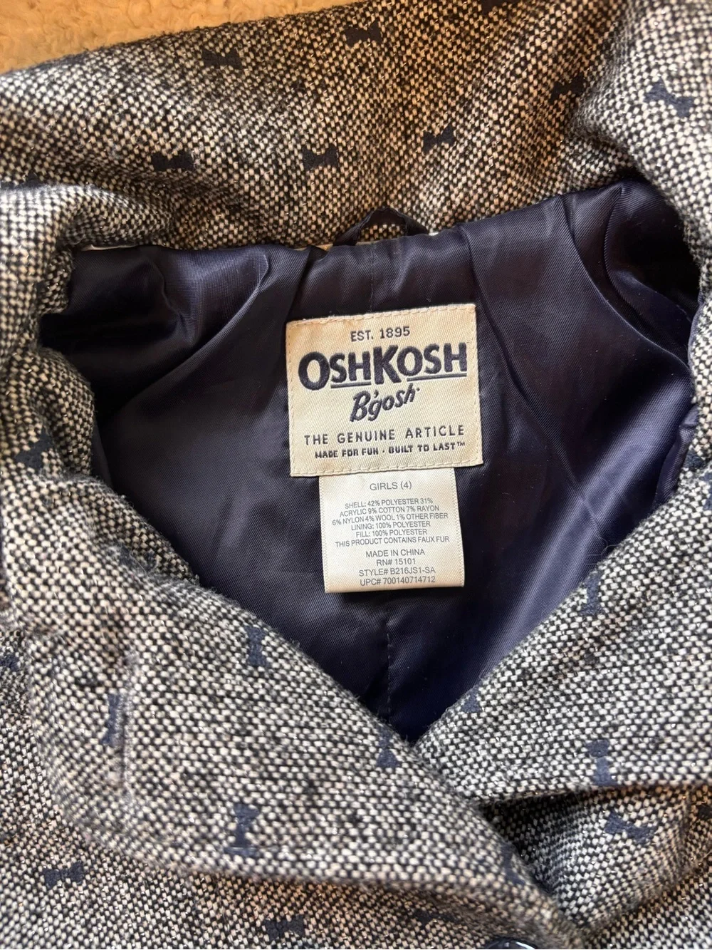 OshKosh B'gosh Double-Breasted Hooded Peacoat